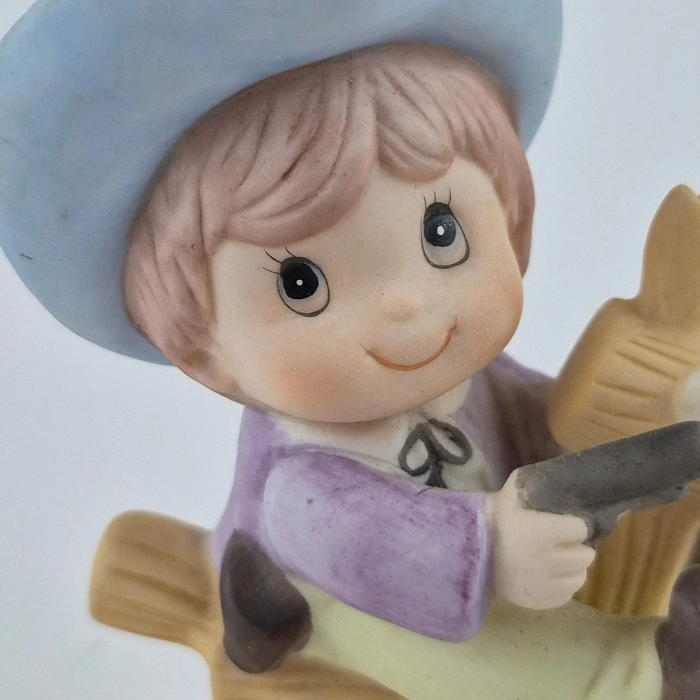 HOMCO Cowboy Boy on Rocking Horse Figurine 1417 Crossed Arrows Symbol